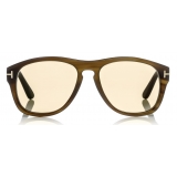 Tom Ford - Tom N.7 Sunglasses - Real Buffalo Horn Frame Sunglasses - Green Horn - FT5440-P - Sunglasses - Tom Ford Eyewear