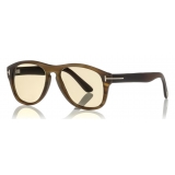 Tom Ford - Tom N.7 Sunglasses - Occhiali in Vero Corno di Bufalo - Corno Verde - FT5440-P - Occhiali da Sole - Tom Ford Eyewear