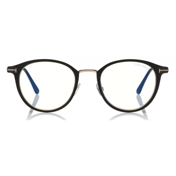 Tom Ford - Blue Block Optical Glasses - Occhiali Rotondi in Metallo - Nero - FT5528-B - Occhiali da Vista - Tom Ford Eyewear