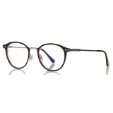 Tom Ford - Blue Block Optical Glasses - Round Metal Optical Glasses - Black - FT5528-B - Optical Glasses - Tom Ford Eyewear