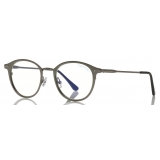 Tom Ford - Blue Block Optical Glasses - Occhiali Rotondi in Metallo - Marrone - FT5528-B - Occhiali da Vista - Tom Ford Eyewear