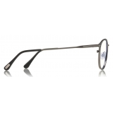 Tom Ford - Blue Block Optical Glasses - Occhiali Rotondi in Metallo - Marrone - FT5528-B - Occhiali da Vista - Tom Ford Eyewear