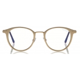 Tom Ford - Blue Block Optical Glasses - Round Metal Optical Glasses - Rose Gold - FT5528-B - Optical Glasses - Tom Ford Eyewear