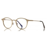 Tom Ford - Blue Block Optical Glasses - Occhiali Rotondi in Metallo - Oro Rosa - FT5528-B - Occhiali da Vista - Tom Ford Eyewear