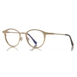 Tom Ford - Blue Block Optical Glasses - Round Metal Optical Glasses - Rose Gold - FT5528-B - Optical Glasses - Tom Ford Eyewear
