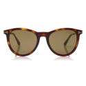 Tom Ford - Polarized Kellan Sunglasses - Occhiali Rotondi - Havana Verde - FT0626-P - Occhiali da Sole - Tom Ford Eyewear