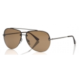 Tom Ford - Brad Sunglasses - Occhiali da Sole Pilot in Metallo - Marroni - FT0584 - Occhiali da Sole - Tom Ford Eyewear