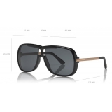 Tom Ford - Caine Sunglasses - Navigator Acetate Sunglasses - Black - FT0800 - Sunglasses - Tom Ford Eyewear