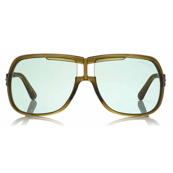 Tom Ford - Caine Sunglasses - Occhiali Navigatore in Acetato - Marroni Verde - FT0800 - Occhiali da Sole - Tom Ford Eyewear