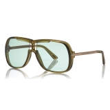 Tom Ford - Caine Sunglasses - Occhiali Navigatore in Acetato - Marroni Verde - FT0800 - Occhiali da Sole - Tom Ford Eyewear