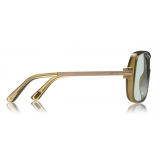 Tom Ford - Caine Sunglasses - Occhiali Navigatore in Acetato - Marroni Verde - FT0800 - Occhiali da Sole - Tom Ford Eyewear