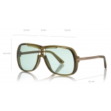 Tom Ford - Caine Sunglasses - Navigator Acetate Sunglasses - Brown Green - FT0800 - Sunglasses - Tom Ford Eyewear