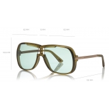 Tom Ford - Caine Sunglasses - Occhiali Navigatore in Acetato - Marroni Verde - FT0800 - Occhiali da Sole - Tom Ford Eyewear