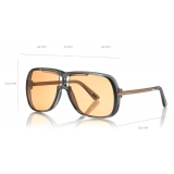 Tom Ford - Caine Sunglasses - Occhiali da Sole Navigatore in Acetato - Grigio - FT0800 - Occhiali da Sole - Tom Ford Eyewear