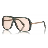 Tom Ford - Caine Sunglasses - Navigator Acetate Sunglasses - Grey Pink - FT0800 - Sunglasses - Tom Ford Eyewear