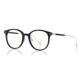 Tom Ford - Blue Block Optical Glasses – Occhiali Rotondi in Metallo - Nero - FT5644-D-B - Occhiali da Vista - Tom Ford Eyewear