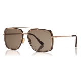 Tom Ford - Lionel Sunglasses - Occhiali da Sole Quadrati in Metallo - Havana - FT0750 - Occhiali da Sole - Tom Ford Eyewear