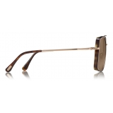 Tom Ford - Lionel Sunglasses - Occhiali da Sole Quadrati in Metallo - Havana - FT0750 - Occhiali da Sole - Tom Ford Eyewear