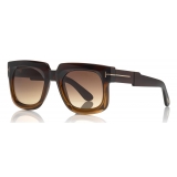 Tom Ford - Christian Sunglasses - Occhiali da Sole Quadrati - Marroni Scuro - FT0729 - Occhiali da Sole - Tom Ford Eyewear