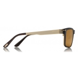 Tom Ford - Magnetic Clip Sunglasses - Occhiali Quadrati in Metallo - Oro Havana - FT5475 - Occhiali da Sole - Tom Ford Eyewear