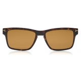 Tom Ford - Magnetic Clip Sunglasses - Occhiali Quadrati in Metallo - Oro Havana - FT5475 - Occhiali da Sole - Tom Ford Eyewear