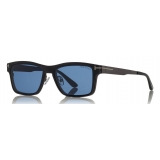 Tom Ford - Magnetic Clip Sunglasses - Occhiali Quadrati in Metallo - Rutenio Nero - FT5475 - Occhiali da Sole - Tom Ford Eyewear