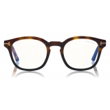 Tom Ford - Blue Block Optical Glasses - Occhiali Rotondi - Avana Scuro Blu - FT5532-B - Occhiali da Vista - Tom Ford Eyewear