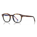 Tom Ford - Blue Block Optical Glasses - Occhiali Rotondi - Avana Scuro Blu - FT5532-B - Occhiali da Vista - Tom Ford Eyewear