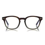 Tom Ford - Blue Block Optical Glasses - Occhiali Rotondi - Avana Grigio - FT5532-B - Occhiali da Vista - Tom Ford Eyewear