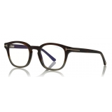 Tom Ford - Blue Block Optical Glasses - Occhiali Rotondi - Avana Grigio - FT5532-B - Occhiali da Vista - Tom Ford Eyewear