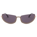Moschino - Half-Cat Eye Sunglasses with Rhinestones - Gold - Moschino Eyewear