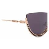 Moschino - Half-Cat Eye Sunglasses with Rhinestones - Gold - Moschino Eyewear