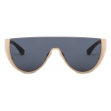 Moschino - Logo Mask Sunglasses - Gold Grey - Moschino Eyewear