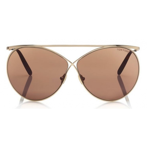 Tom Ford - Stevie Sunglasses - Occhiali da Sole Rotondi in Metallo - Oro - FT0761 - Occhiali da Sole - Tom Ford Eyewear