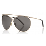 Tom Ford - Stevie Sunglasses - Occhiali da Sole Rotondi in Metallo - Oro Rosa - FT0761 - Occhiali da Sole - Tom Ford Eyewear