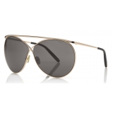 Tom Ford - Stevie Sunglasses - Round Metal Sunglasses - Shiny Rose Gold - FT0761 - Sunglasses - Tom Ford Eyewear