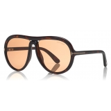 Tom Ford - Cybil Sunglasses - Occhiali da Sole Rotondi in Acetato - Avana Scuro - FT0768 - Occhiali da Sole - Tom Ford Eyewear