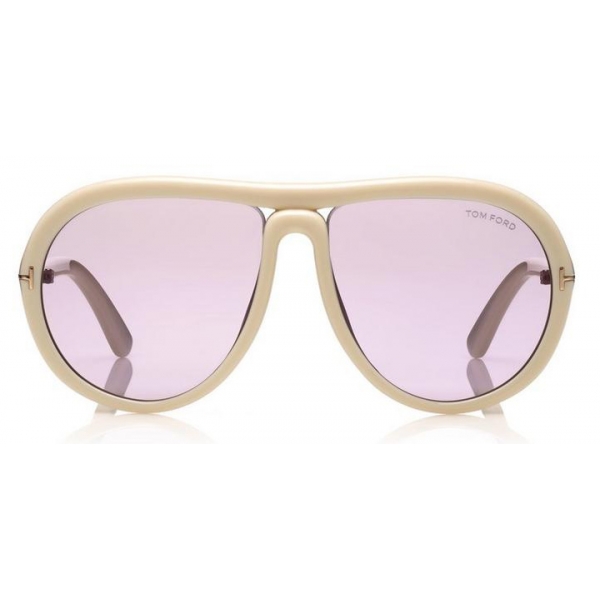 Tom Ford - Cybil Sunglasses - Occhiali da Sole Rotondi in Acetato - Bianco - FT0768 - Occhiali da Sole - Tom Ford Eyewear