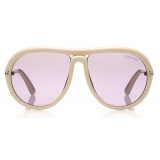 Tom Ford - Cybil Sunglasses - Occhiali da Sole Rotondi in Acetato - Bianco - FT0768 - Occhiali da Sole - Tom Ford Eyewear