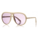 Tom Ford - Cybil Sunglasses - Occhiali da Sole Rotondi in Acetato - Bianco - FT0768 - Occhiali da Sole - Tom Ford Eyewear