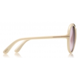 Tom Ford - Cybil Sunglasses - Occhiali da Sole Rotondi in Acetato - Bianco - FT0768 - Occhiali da Sole - Tom Ford Eyewear