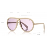 Tom Ford - Cybil Sunglasses - Occhiali da Sole Rotondi in Acetato - Bianco - FT0768 - Occhiali da Sole - Tom Ford Eyewear