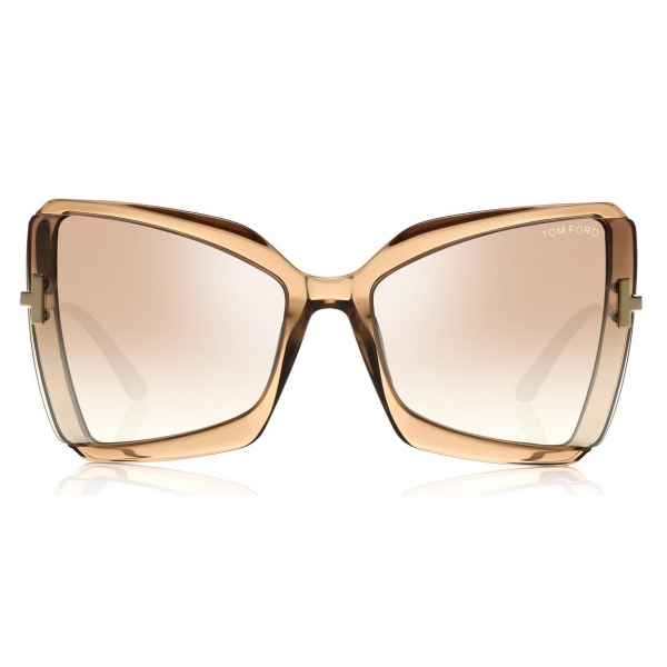 Tom Ford - Gia Sunglasses - Occhiali da Sole in Acetato a Farfalla - Beige - FT0766 - Occhiali da Sole - Tom Ford Eyewear