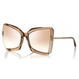 Tom Ford - Gia Sunglasses - Occhiali da Sole in Acetato a Farfalla - Beige - FT0766 - Occhiali da Sole - Tom Ford Eyewear