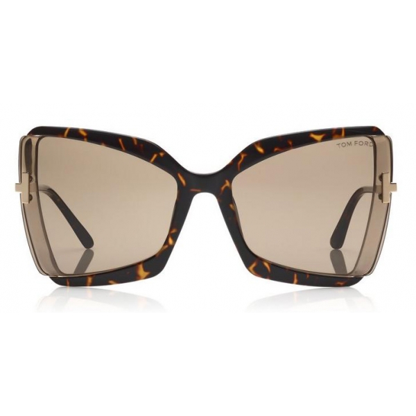 Tom Ford - Gia Sunglasses - Occhiali da Sole in Acetato a Farfalla - Havana - FT0766 - Occhiali da Sole - Tom Ford Eyewear