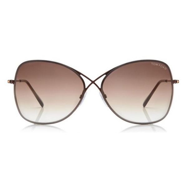 Tom Ford - Colette Sunglasses - Occhiali in Metallo a Farfalla - Marroni Scuro - FT0250 - Occhiali da Sole - Tom Ford Eyewear