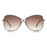 Tom Ford - Colette Sunglasses - Occhiali in Metallo a Farfalla - Marroni Scuro - FT0250 - Occhiali da Sole - Tom Ford Eyewear