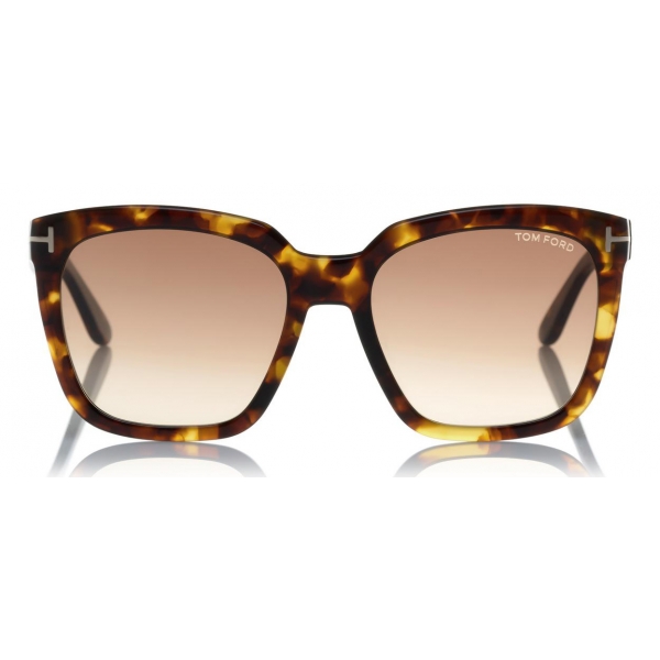 Tom Ford - Amarra Sunglasses - Occhiali da Sole Quadrati in Acetato - Avana Scuro - FT0502 - Occhiali da Sole - Tom Ford Eyewear