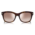 Tom Ford - Lauren Sunglasses - Occhiali da Sole Quadrati in Acetato - Avana Scuro - FT0614 - Occhiali da Sole - Tom Ford Eyewear