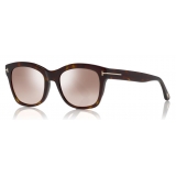 Tom Ford - Lauren Sunglasses - Occhiali da Sole Quadrati in Acetato - Avana Scuro - FT0614 - Occhiali da Sole - Tom Ford Eyewear